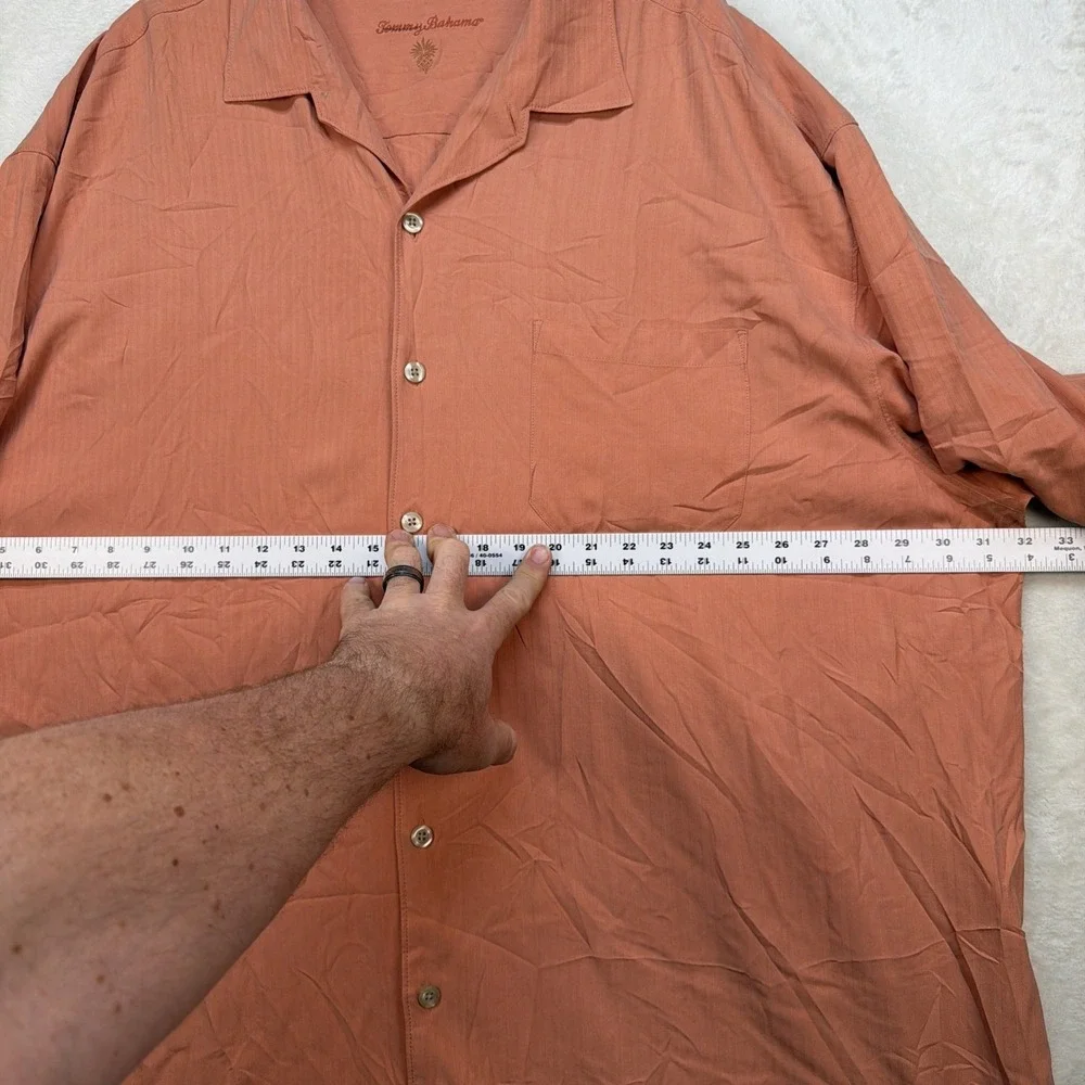 Tommy Bahama Silk Camp Shirt Mens 3XT Big Tall Orange Short‎ Sleeve Resort